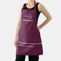 Hair Salon Business Name Employee Job Burgundy  Apron