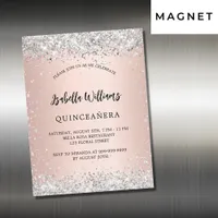 Quinceanera silver rose gold blush luxury magnetic invitation