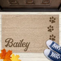 Dog Lover Personalized Paw Prints Monogram Name Fiber Doormat
