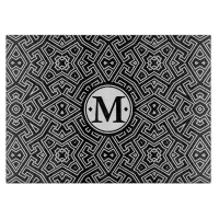 Geometric Pattern Monogram Black and White ID149 Cutting Board