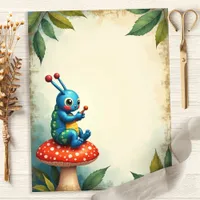 Alice Caterpillar Mushroom Scene Scrapbook Paper