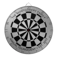Custom Family Name Silver Black Personalized Dart Board