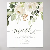 Elegant Wedding Masks Sign Greenery Foliage