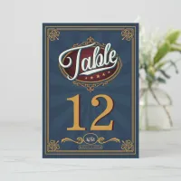 Retro Typography Table Numbers Blue/Gold ID645