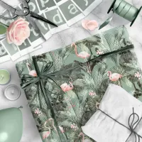 Flamingo Orchid Tropical Pattern Sage ID868 Wrapping Paper