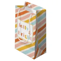 Jolly and Bright Fun Bold Stripes Christmas Small Gift Bag