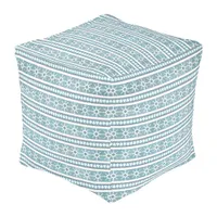 Southwest Winter Snowflake Pine Tree Blue Lg Cube Pouf