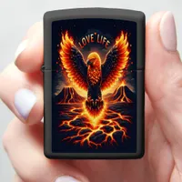 Fiery Phoenix Rising Above Volcanic Landscape Zippo Lighter