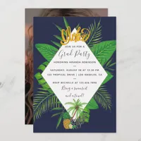 Watercolor Aloha Luau Graduation Party add photo Invitation