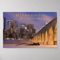 Photo Minneapolis Minn Skyline | Stone Arch Bridge Poster