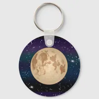 Full Moon on Starry Night Hand Drawn  Keychain
