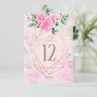 Rose Garden Wedding Table Number Pink ID764