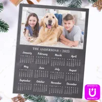 2026 Rustic Chalkboard Family Dog Photo Calendar Magnetic Dry Erase Sheet