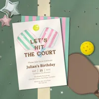 Preppy Let's Hit The Court Pickleball Birthday Invitation