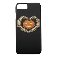 Skeleton Hands Heart With Pumpkin Cute Spooky Hall iPhone 8/7 Case