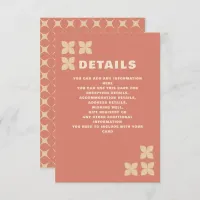 Retro Groovy 70s Pattern Terracotta Wedding Enclosure Card