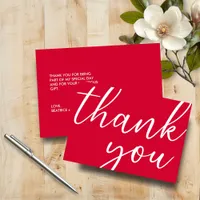 Cherry Red Birthday Modern Script Thank You