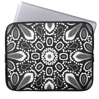 Black & White Geometric Mandala Tribal Energy  Laptop Sleeve