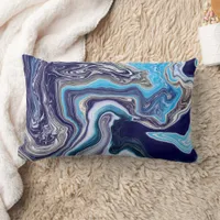 Blue Marble Fluid Art Lumbar Pillow