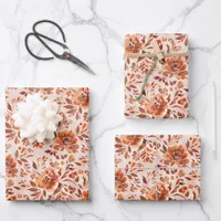 Abstract Floral Watercolor Pattern Autumn Colors Wrapping Paper Sheets