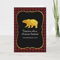 Buffalo Plaid Chalkboard Foil Christmas Photo Holiday Card