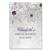 silver purple snowflakes bridal shower bingo cards