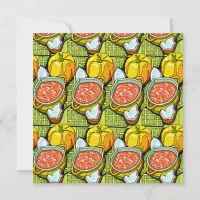 Pumpkins, Soup and Striped Background Invitation