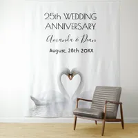 25th silver wedding anniversary white swans love tapestry