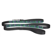 Chic Teal Purple Peacock Feathers Print Dog Leash
