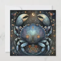 Cancer Crab Zodiac Astrology Celestial Birthday Card