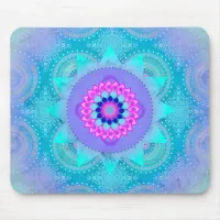 Lotus Bloom Turquoise Mandala Mouse Pad