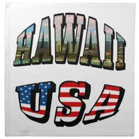Hawaii Picture and USA Flag Text Napkin