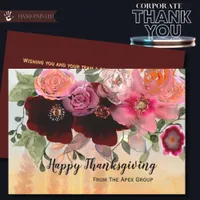  Burgundy and Gold Floral Corporate Thanksgiving  Holiday Card