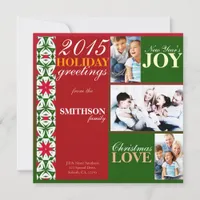 Green Red Fun Christmas Holidays 3 Photo Card