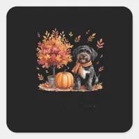 Black Labradoodle It’s Fall Y’all Pumpkin Autumn Square Sticker
