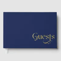 Elegant Modern Navy and Gold Wedding Foil Guest Book