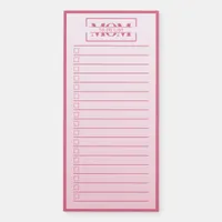 Mom Feminine Blush Pink To Do List Magnet Magnetic Notepad