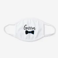 Groom Bow Tie Social Distancing Wedding White Cotton Face Mask