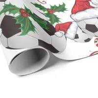 Merry Christmas Soccer Ball   Santa Wrapping Paper