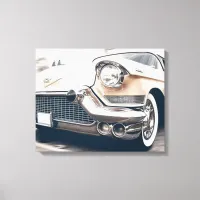 Vintage Antique White Cream Colored Car Canvas Print