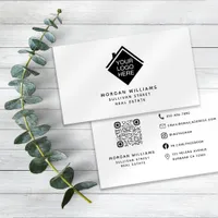 Professional Modern Minimalist Logo Qr Code  Business Card