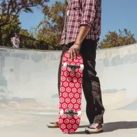 Skateboard - White Hexagons on Red