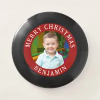 Merry Christmas Boys Photo And Name | Black Wham-O Frisbee