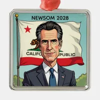 Gavin Newsom for President Chistmas Metal Ornament