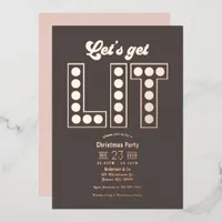 Smoky Quartz Get Lit Retro Christmas Party Foil Invitation