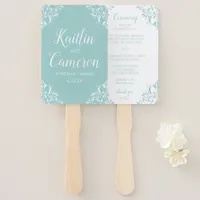 Wedding Program Fan | Nadine (Light Turquoise) 4x6