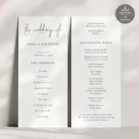 Modern Script Black White Wedding Program