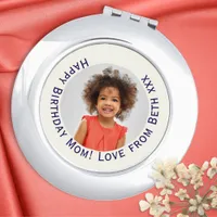 Custom Photo and Text Elegant Compact Mirror