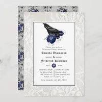 Floral and Lace Gothic Wedding Rehearsal Dinner Invitation