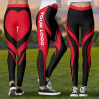 Cheerleader Red Black Heart Butt Team Uniform Logo Leggings